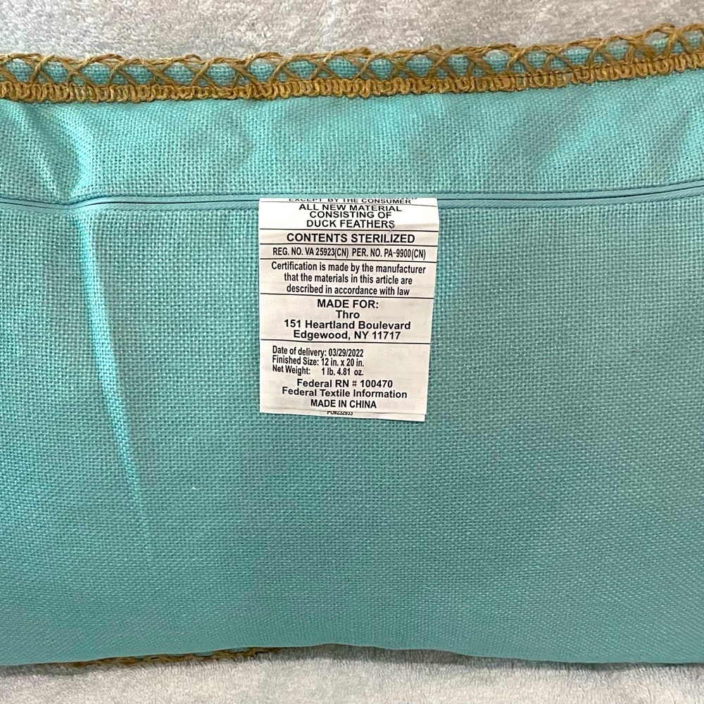 New California Golden Coast Surfer’s Paradise Aqua Decorative Throw Pillow 20x12 - Picture 4 of 5